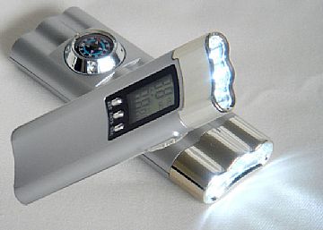 Flashlight With Watch &Amp; Compass