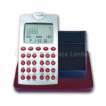 Calendar With Databank Calculator On Stationery Wood Base