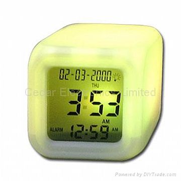 Digital Calendar Clock With Seven Color Light