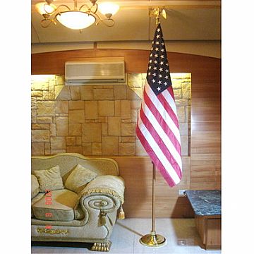 8 Ft 2 Pieces Oak Finish Hardwood Indoor Flagpole Set.