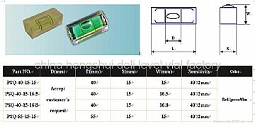 Sqaure Level Vial(Click For Large Photo, Find Specification Details Table)