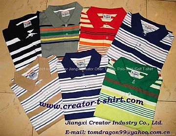 Yarn-Dyed Engeer Stripe Pique Polo Shirt