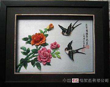 Chinese Rose Is  Blessing With The Happiness,Swallow Welcoms The Spring