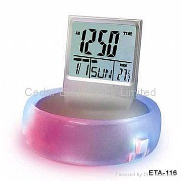 Lcd Calendar Clock With Changing Color Light &Amp; Music