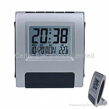 Lcd Calendar Clock W/ Digital Thermometer