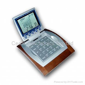 Calendar Calculator &Amp; World Time Clock W/ Wood Base