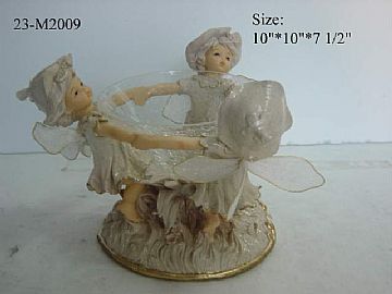 Glassware And Polyresin Figurine
