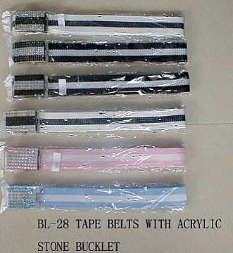 Tape Belt With Acrylic Stone Bucklet